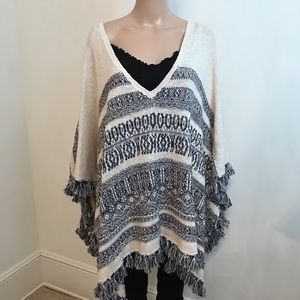 Calypso St. Barth “Gabatha” Fringe O/S Knit Poncho